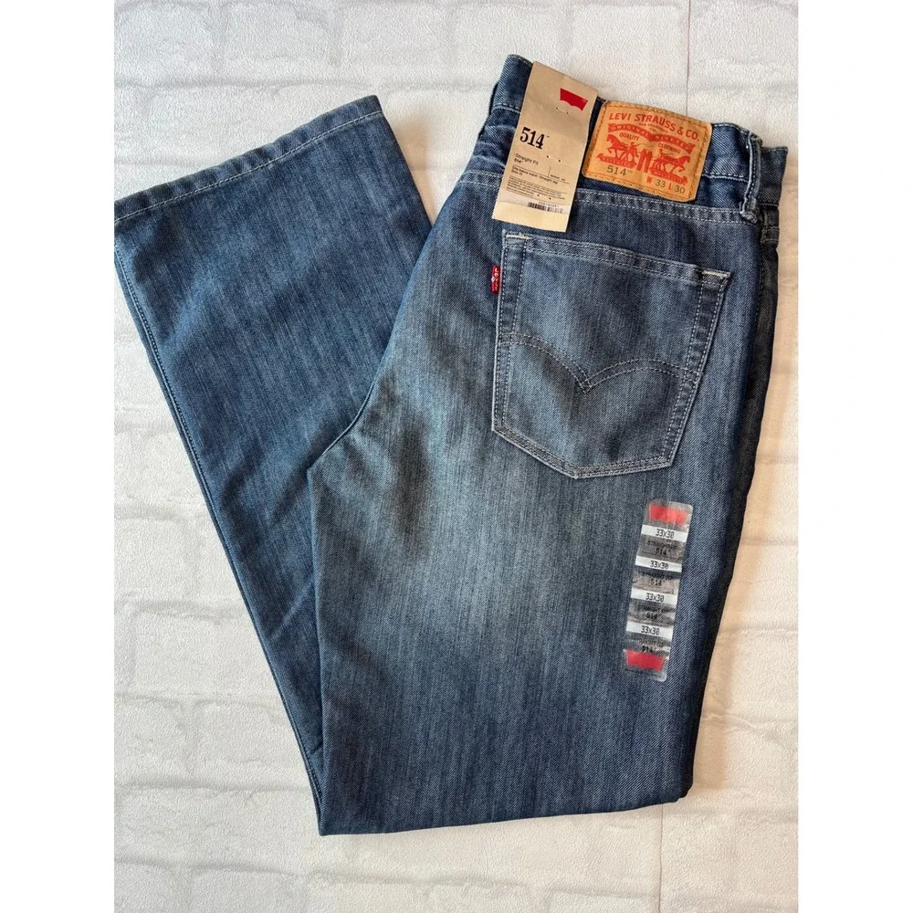 NWT Levis 514 Straight Fit Mens Jeans 33x30 Medium Wash Blue Denim Classic
